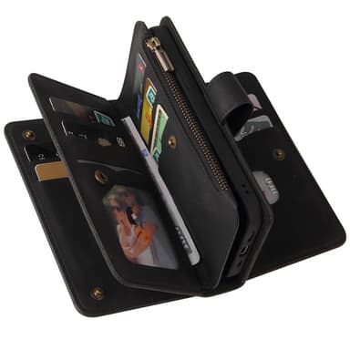 SKALO Samsung S24 FE Big Wallet 17-FACK Plånboksfodral - Svart