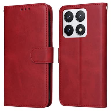 SKALO Xiaomi 14T Pro PU-Läder Plånboksfodral - Röd