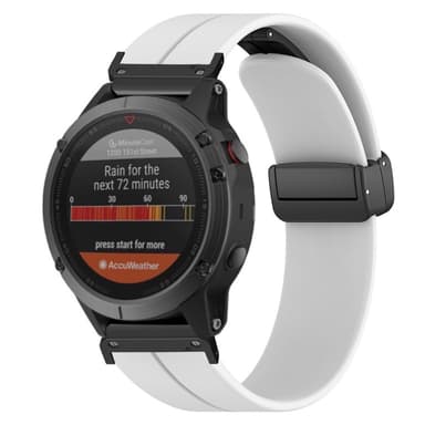SKALO Silikonarmband metallspänne Garmin Fenix 7X/7X Pro 51mm - Vit