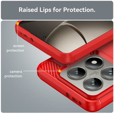 SKALO Xiaomi 14T Pro Armor Carbon Stöttåligt TPU-skal - Röd