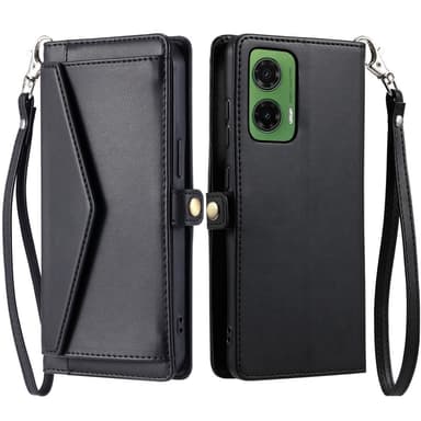 SKALO Motorola Moto G35 5G PU-Läder Envelope Plånboksfodral - Svart