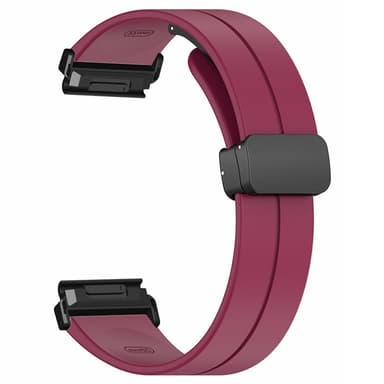 SKALO Silikonarmband metallspänne Garmin Fenix 7/7 Pro 47mm - Vinröd