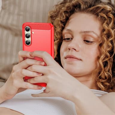 SKALO Samsung S24 FE Armor Carbon Stöttåligt TPU-skal - Röd