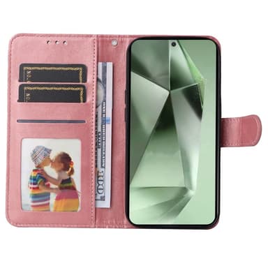 SKALO Samsung S24 FE PU-Läder Plånboksfodral - Rosa