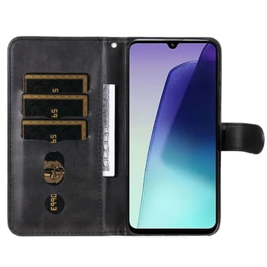 SKALO Xiaomi Redmi 14C Klassiskt Plånboksfodral med dragkedjefack - Svart