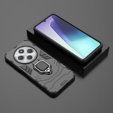SKALO Xiaomi Redmi 14C Armor Hybrid Metallring skal - Svart