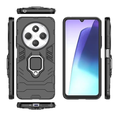 SKALO Xiaomi Redmi 14C Armor Hybrid Metallring skal - Svart