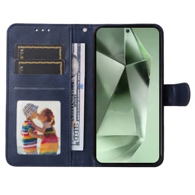 SKALO Samsung S24 FE PU-Läder Plånboksfodral - Blå