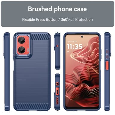 SKALO Motorola Moto G35 5G Armor Carbon Stöttåligt TPU-skal - Blå