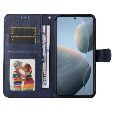 SKALO Xiaomi 14T PU-Läder Plånboksfodral - Blå