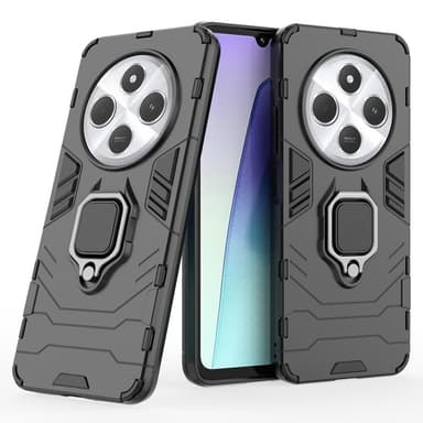 SKALO Xiaomi Redmi 14C Armor Hybrid Metallring skal - Svart