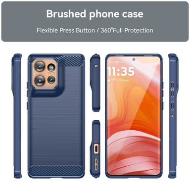 SKALO Motorola Edge 50 5G Armor Carbon Stöttåligt TPU-skal - Blå