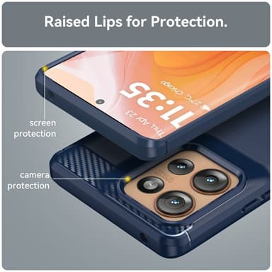 SKALO Motorola Edge 50 5G Armor Carbon Stöttåligt TPU-skal - Blå