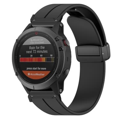 SKALO Silikonarmband metallspänne Garmin Fenix 7X/7X Pro 51mm - Svart