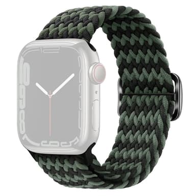 SKALO Flätat tygarmband Apple Watch Ultra 2 49mm - Grön-Svart