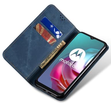 SKALO Motorola Edge 50 5G Jeans Plånboksfodral - Blå