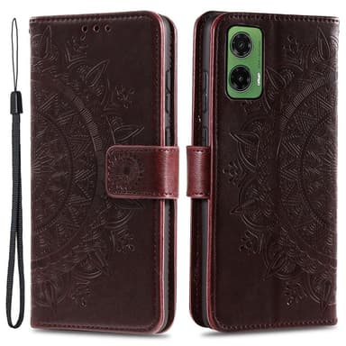 SKALO Motorola Moto G35 5G Mandala Plånboksfodral - Brun