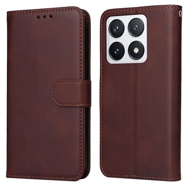 SKALO Xiaomi 14T Pro PU-Läder Plånboksfodral - Brun