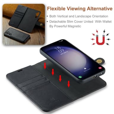 DG MING Samsung S24 FE 2-i-1 Magnet Plånboksfodral - Svart
