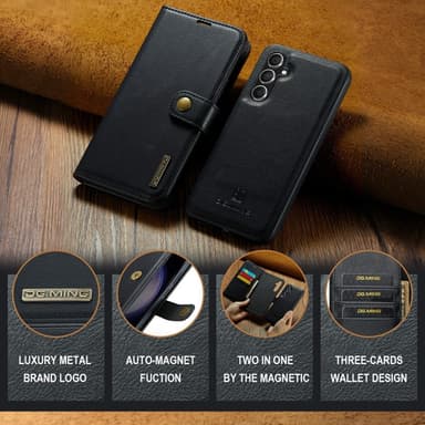 DG MING Samsung S24 FE 2-i-1 Magnet Plånboksfodral - Svart
