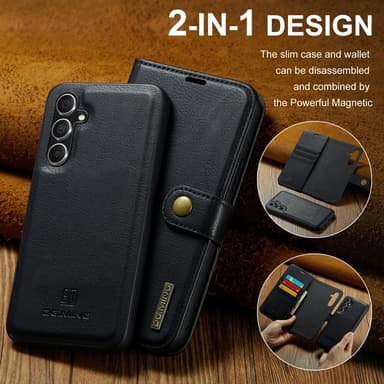 DG MING Samsung S24 FE 2-i-1 Magnet Plånboksfodral - Svart