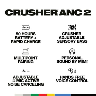 Skullcandy Crusher ANC 2 trådlösa around-ear hörlurar (bone)