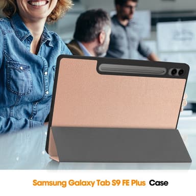 SKALO Samsung Tab S9+/S9 FE+ Trifold Fodral - Roséguld