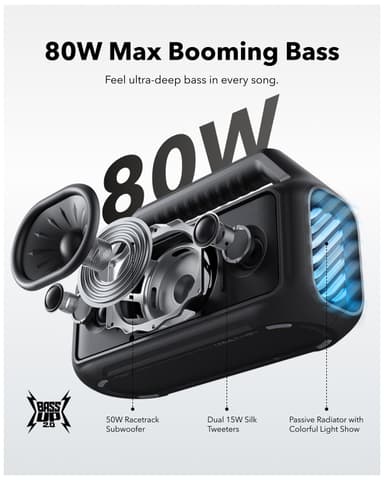 Soundcore Boom 2 bärbar trådlös högtalare (svart)