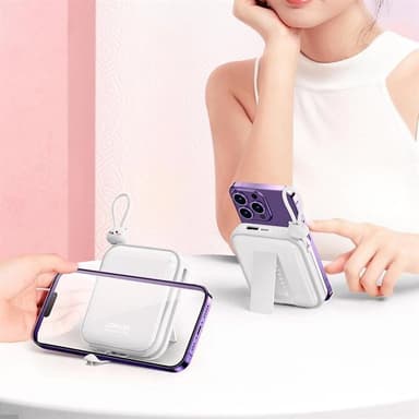 Joyroom Powerbank med USB-C och Lightning-kabel 10000mAh 22,5W - Vit