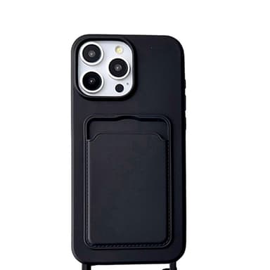 Skyddande iPhone 16-serie telefonskal med korthållare och handledsrem