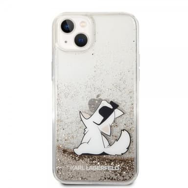 Karl Lagerfeld iPhone 14 Plus Skal Liquid Glitter Choupette Guld