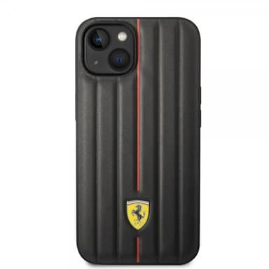 Ferrari iPhone 14 Plus Skal Embossed Stripes Röd