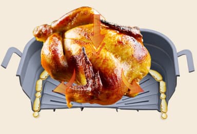Hopfällbar fyrkantig Air Fryer silikonform 17,5 cm Svart