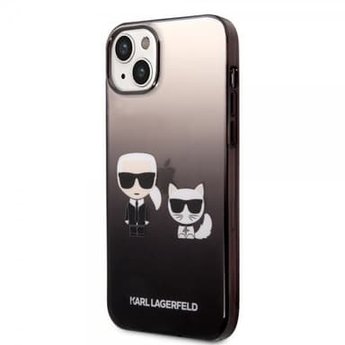 Karl Lagerfeld iPhone 14 Plus Skal Karl & Choupette Gradient Svart