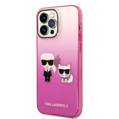 Karl Lagerfeld iPhone 14 Pro Max Skal Karl & Choupette Gradient Rosa