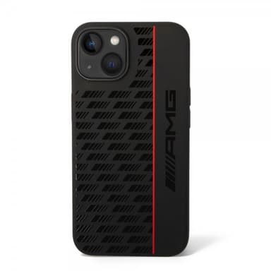 AMG iPhone 14 Plus Skal Liquid Silicone Carbon Pattern Svart