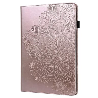 Apple iPad 10.9 2022 Vikbart fodral korthållare Blommor - Rose Gold