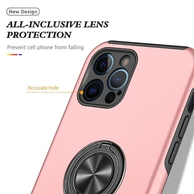 iPhone 14 Pro Hybrid skal med Finger Ring - Rosa