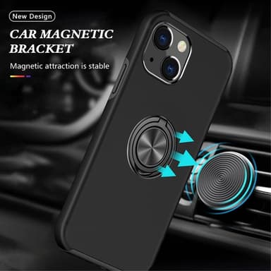 iPhone 14 Plus Hybrid skal med Finger Ring - Svart