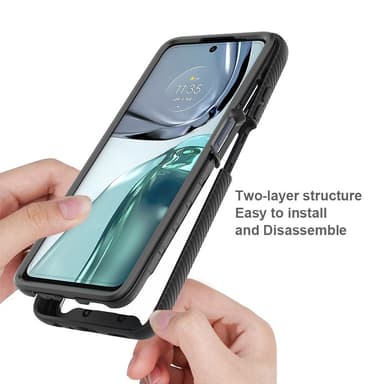 SKALO Motorola Moto G62 5G Shockproof Clear Hybrid Skal - Svart