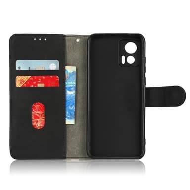 SKALO Motorola Edge 30 Neo 5G Matt PU-Läder Plånboksfodral - Svart
