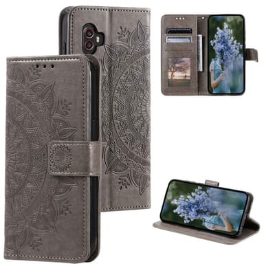 SKALO Samsung Xcover6 Pro 5G Mandala Plånboksfodral - Grå