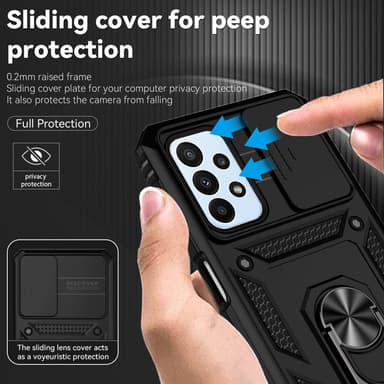 SKALO Samsung A23 5G Armor Hybrid Metallring Kameraslider - Svart