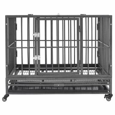 vidaXL Hundbur med hjul stål 92x62x76