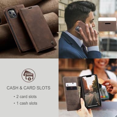 CASEME Plånboksfodral iPhone 14 - MörkBrun