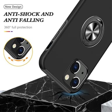 iPhone 14 Hybrid skal med Finger Ring - Svart