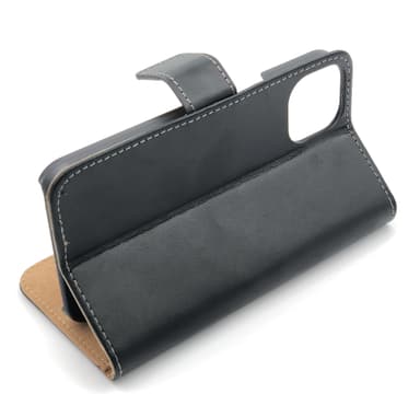 SKALO iPhone 14 Plånboksfodral Äkta Skinn - Brun