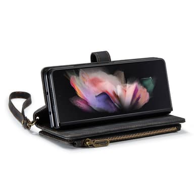 Samsung Galaxy Z Fold 4 CASEME Retro läder plånboksfodral Svart