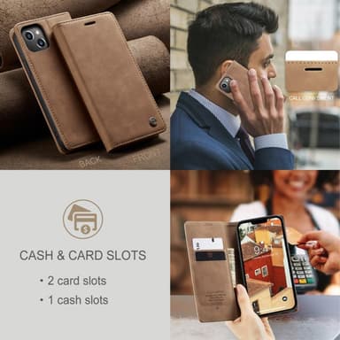 CASEME Plånboksfodral iPhone 14 Pro - LjusBrun