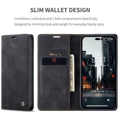 CASEME Plånboksfodral iPhone 14 Pro - Svart